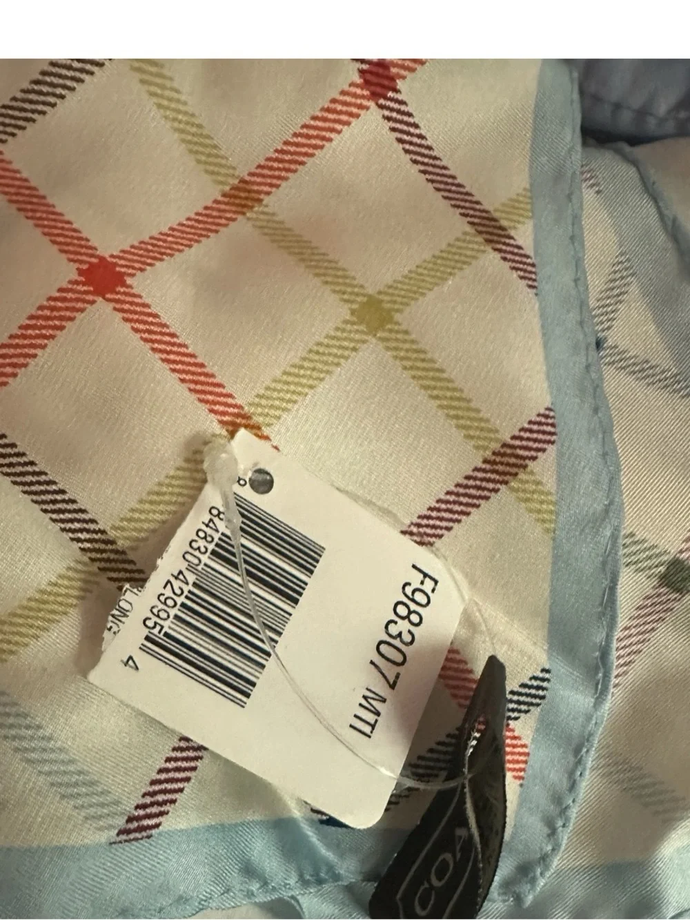 Coach Silk Scarf – Plaid Print  – NWT